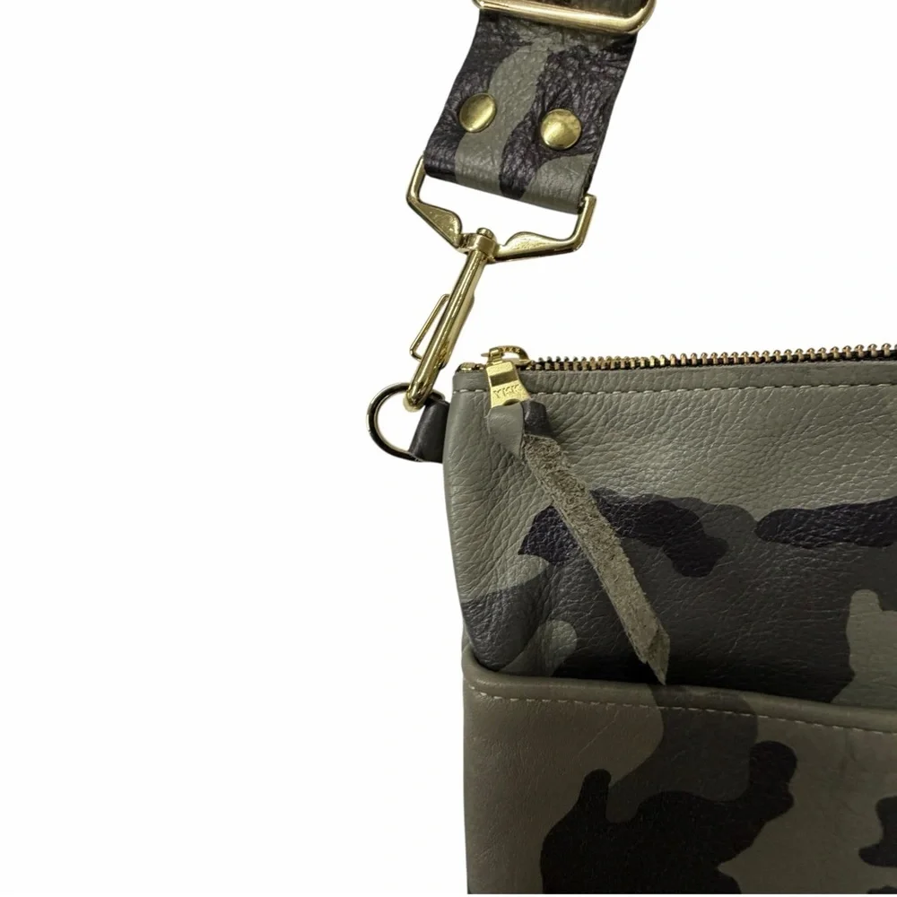 Zina Kao soft leather adjustable strap Urban Camouflage Messenger Bag